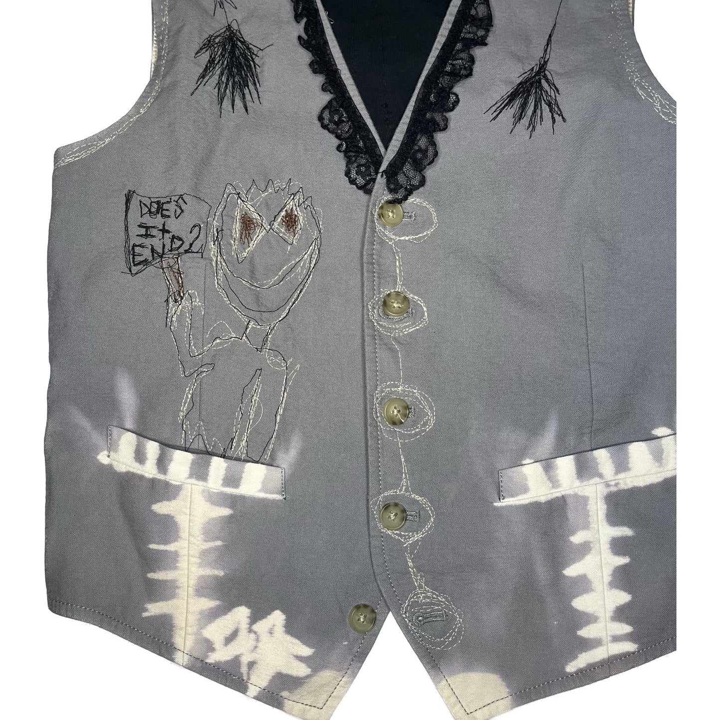 embroidered mini vest